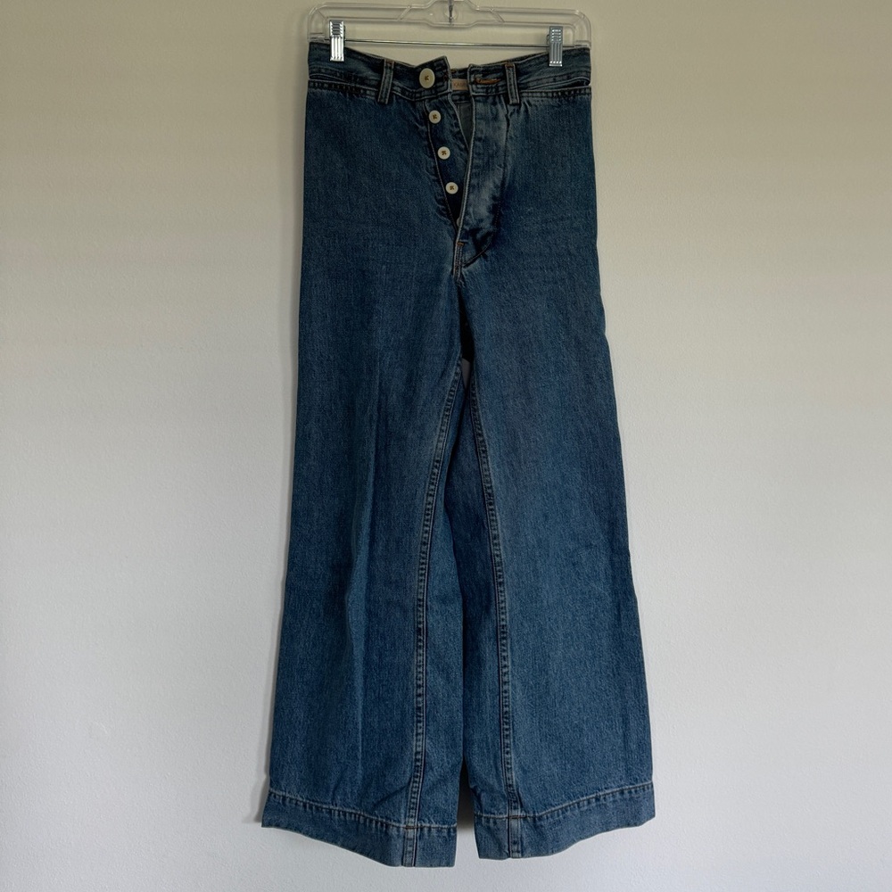 JESSE KAMM COWBOY BLUE DENIM SAILOR PANTS 0